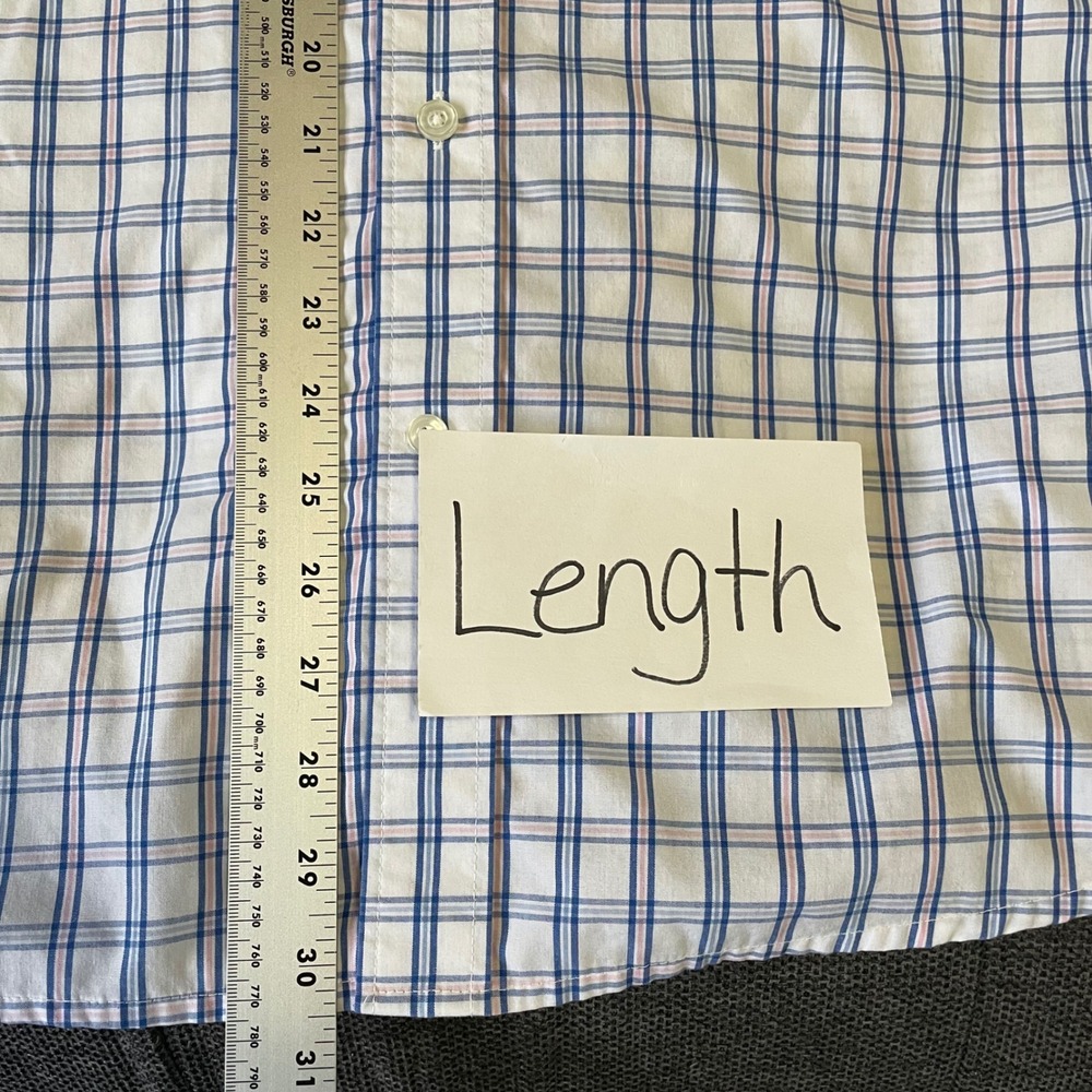 Dockers Short Sleeve Plaid Button Up Shirt White Blue Pink Cotton Blend Large - Picture 7 of 8